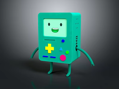Teal Colored Cartoon Game And Movie Character With Smiling Face Cross Colorful Buttons Arms Legs 3d model