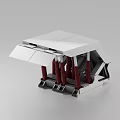 Industrial Equipment Featuring White Top Structure Red Support Columns And Metal Frame