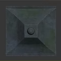Japanese Stone Lantern Decorative Furniture With Green Roof Square Body Orange Light And Pedestal Base