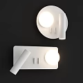 Modern Wall Sconce Featuring White Circular Light And Gray Flat Base Design 3d model