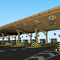 Toll Plaza With Canopy Roof Arched Columns Toll Booths And Yellow Black Barriers