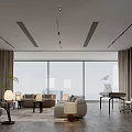 Modern Living And Dining Room Interior With Large Windows Sea View Sofa And Coffee Table