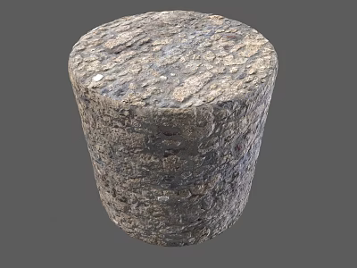 Cylindrical Stone Pillar With Rough Textured Surface On Simple Gray Background 3d model