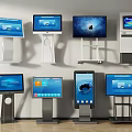 Commercial Digital Display Equipment with Multiple Stands and Interactive Screens for Business Use 3d model