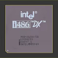 Intel DX Processor Chip With Purple Casing And Gold Pins Design Details