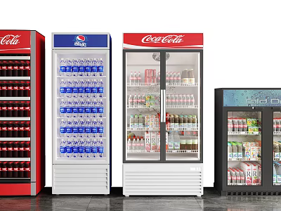 Commercial Glass Door Display Refrigerators With Coca Cola Pepsi And Beverage Storage 3d model