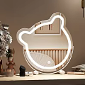 Bear Head Shaped LED Illuminated Mirror In Kids Bedroom With Crib And Stuffed Toy