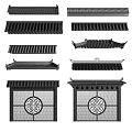 New Chinese-style Eaves Eaves Roof Door Head Tiles Roof Components Building Components 3d model