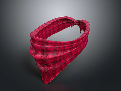 Stylish Red Plaid Bandana With Soft Fabric For Daily Fashion Accessory 3d model