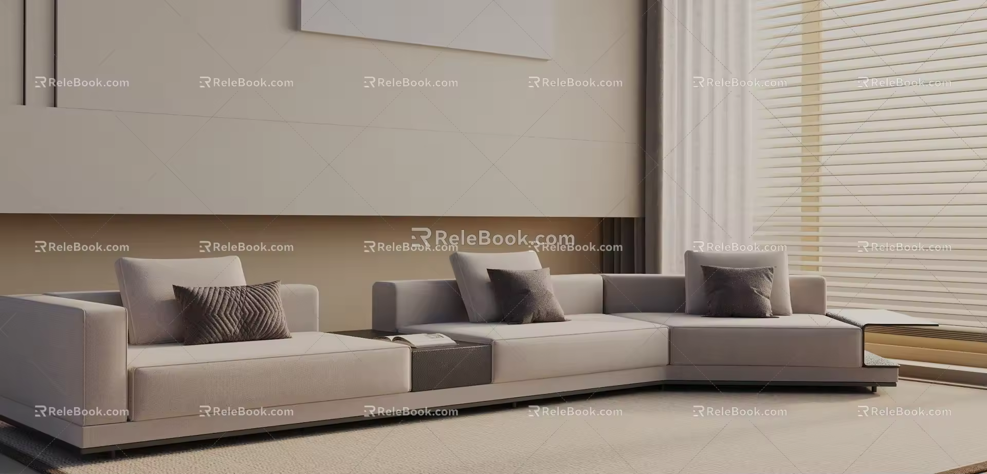 Modern three-seat sofa 3d model