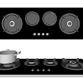 Gas Stove with Four Burners Black Glass Surface Kitchen Appliance for Home Cooking