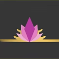 Golden Bangle With Pink Lotus Decoration And Shiny Circular Frame