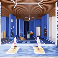 Kids Friendly Recreation Area With Blue Walls Wooden Ceiling And Fitness Equipment