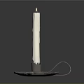 White Taper Candle On Decorative Metal Base With Loop Stand