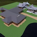 Japanese-style ancient architecture 3d model
