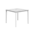 Sleek White Square Dining Table With Marble Top And Minimalist Metal Legs