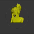 3D Digital Character With Black Hair Purple Headphones And Sleeveless Outfit On Gray Background