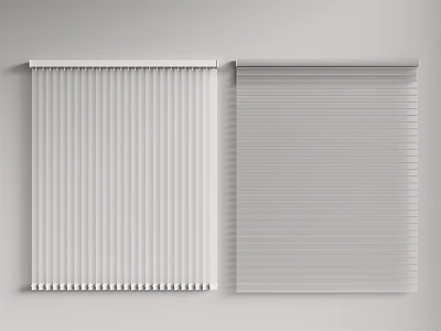 White and Light Gray Vertical Window Blinds for Modern Home Interior Design 3d model