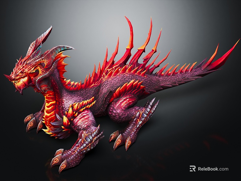 Modern game character cartoon dragon fire-breathing dragon texture