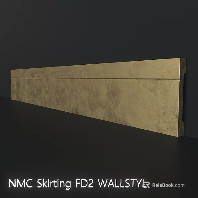 Textured Stone Wall Component With Long Rectangular Shape And Smooth Surface Details 3d model 