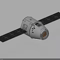 White Spacecraft Model With Black Solar Panels And Orange Front Structure 3d model