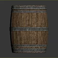 Classic Rustic Wooden Barrel With Metal Hoops And Natural Wood Texture