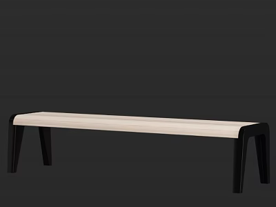 Sleek Modern Outdoor Bench With Beige Cushioned Seat And Black Metal Legs For Garden Patio Use 3d model