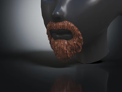 Realistic Brown Textured Beard On Black Mannequin Head Facial Features 3d model