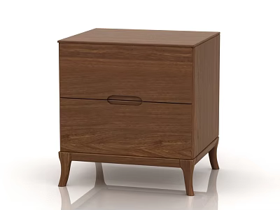 Modern Wooden Bedside Table With Two Drawers And Stylish Legs Design 3d model