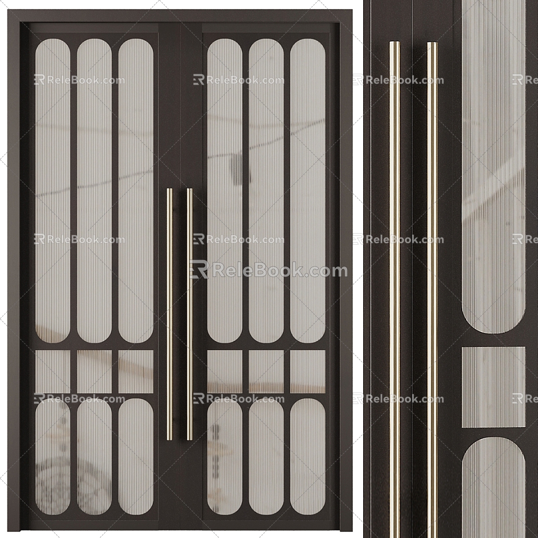 Modern glass double door 3d model