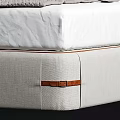 Modern Double Bed With Wooden Frame Upholstered Headboard And Soft Pillows