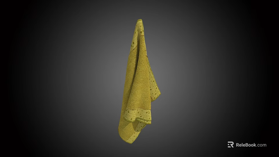 Soft Absorbent Yellow Cotton Towel With Textured Design For Daily Use 3d model 