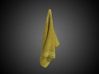 Soft Absorbent Yellow Cotton Towel With Textured Design For Daily Use 3d model