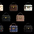 Fashionable Luggage Collection Featuring Various Patterns Colors and Metal Clasps