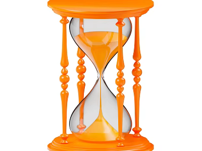 Orange Hourglass Decorative Ornament Set with Clear Glass Sand and Decorative Pillar Stand 3d model