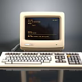 Vintage Electronic Computer With Beige Monitor Keyboard And Text Screen