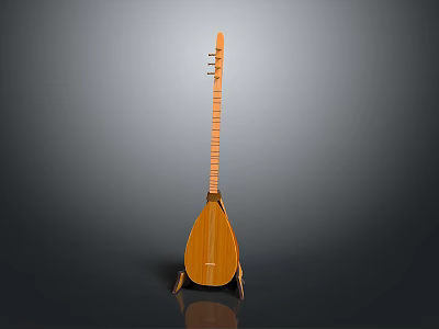 Wooden Lute Decorative Household Item With Stand For Home Decoration 3d model