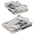 Various Piles Of Stacked Newspapers With Folded Pages And Headline Prints