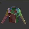 Gray Leather Jacket With Quilted Pattern Gold Zippers And Lapel Collar Design