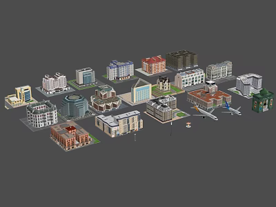 Colorful Cartoon City Scene With Various Buildings And Diverse Architectural Designs 3d model