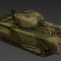 Camouflaged Military Tank Featuring Weathered Surface Heavy Tracks And Cannon