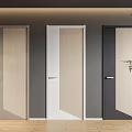 Modern Interior With White Hinged Doors Gray Wall Wooden Floor And Plants