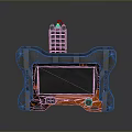 Industrial Control Device With Display Screen Orange And Gray Casing And Top Module