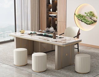 Modern Marble Tea Table and Chair Combination Tea Room Marble Tea Table Tea Table Rock Board Tea Brew Table Tea Area Tea Tray Tea 3d model