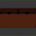 Red Wooden Bench With Intricate Carved Lattice Backrest And Ornate Leg Design