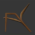 Wooden Accent Chair with Curved Backrest Seat Light Wood Grain Sleek Armrests and Angular Legs
