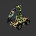 Camouflage Military Vehicle With Mechanical Arm Multi Wheel And Warning Light