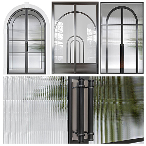 Modern double door shopping mall glass door coffee shop door 3d model