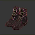 Black Leather High Top Boots With Laces And Metal Eyelets Design