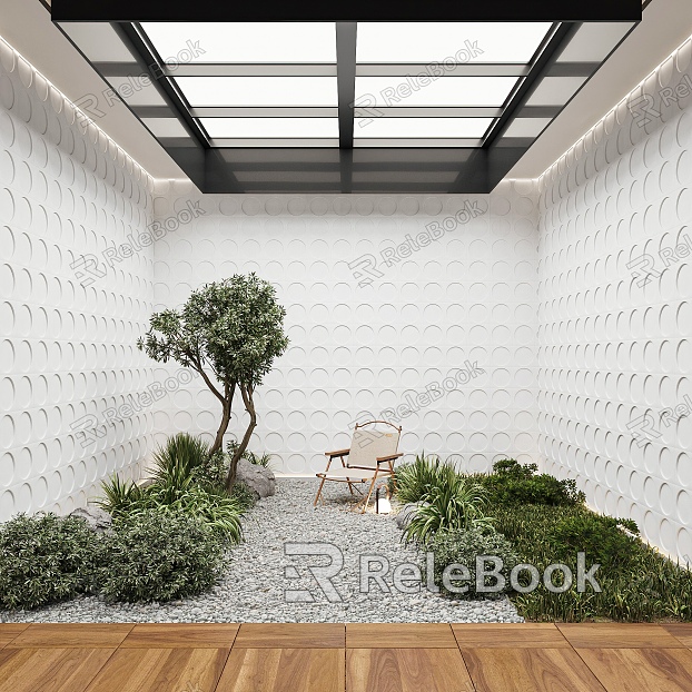 Modern courtyard courtyard landscape landscaping model